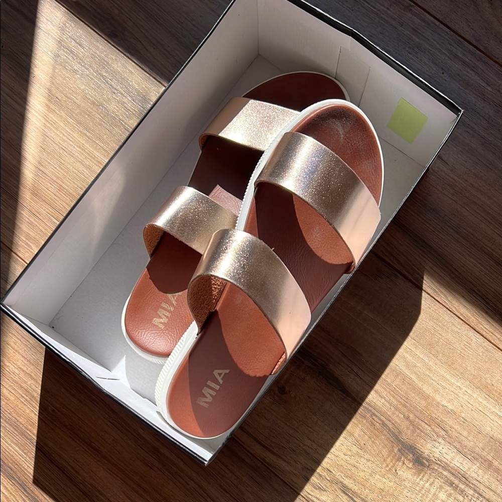 MIA Women's Rose Gold Slide Sandals